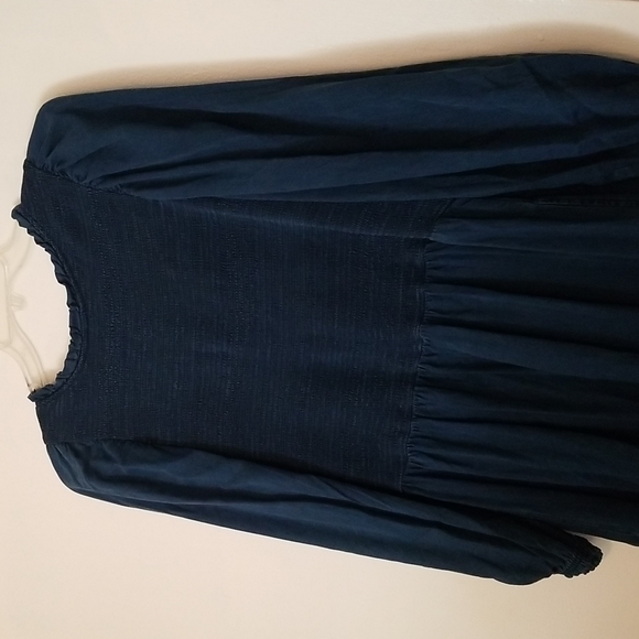 New Old Navy Dress Tencel Chambray Boho Flare Vneck Tiered Swing  Ruched Blouson - Picture 8 of 15